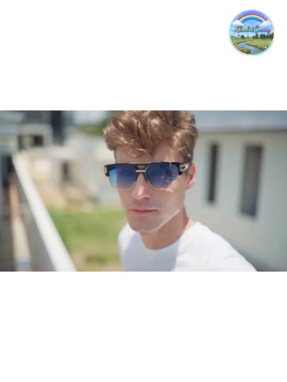 Retro Oversized Square Sunglasses Semi-Rimless Gold Alloy Frame UV400